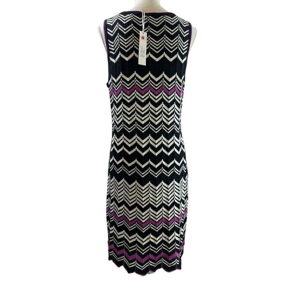 Krimson Klover Chevron Print Knit Sleeveless Dress Women's sz XL NWT Black White - Picture 5 of 12